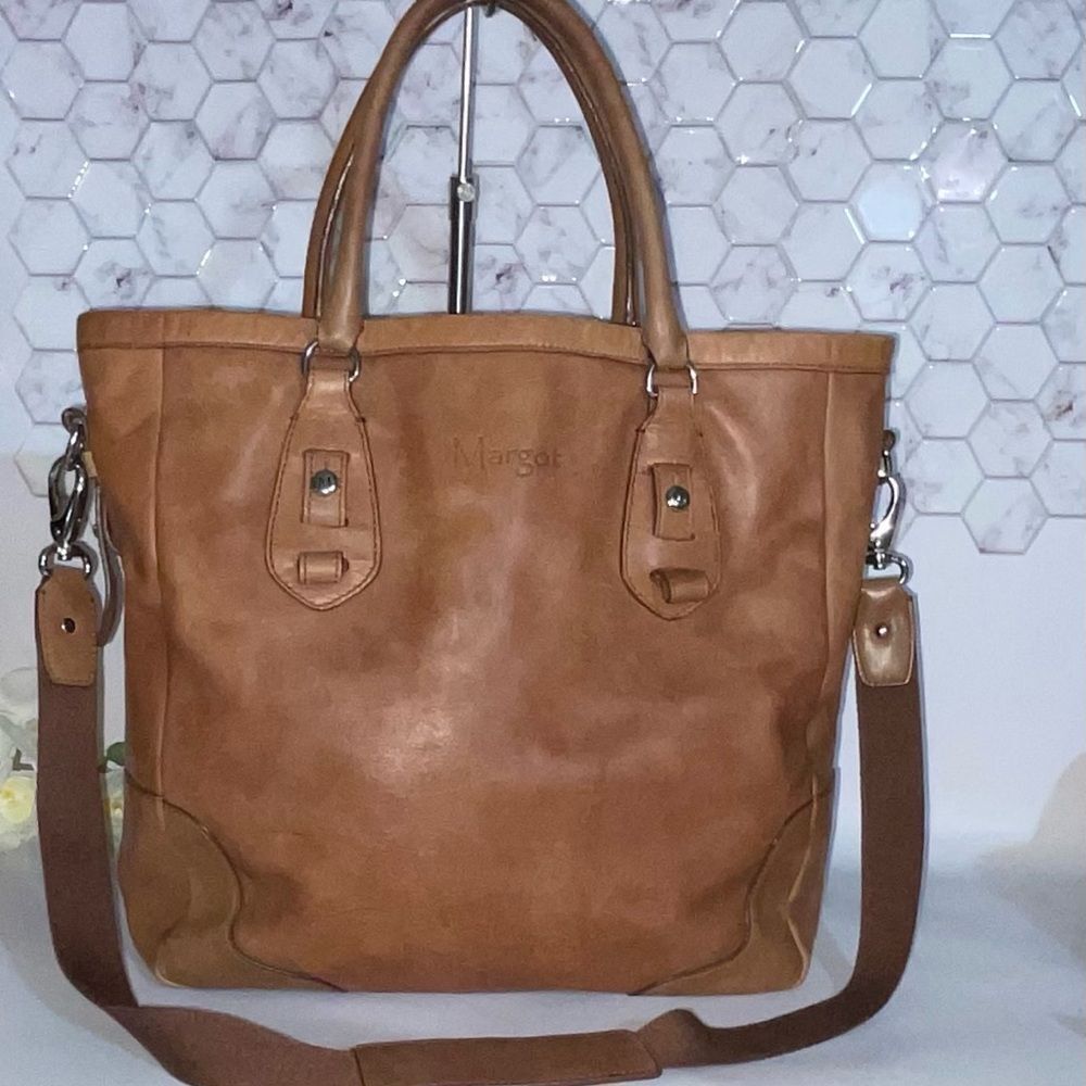 Vintage Margot Tan Leather Tote Bag